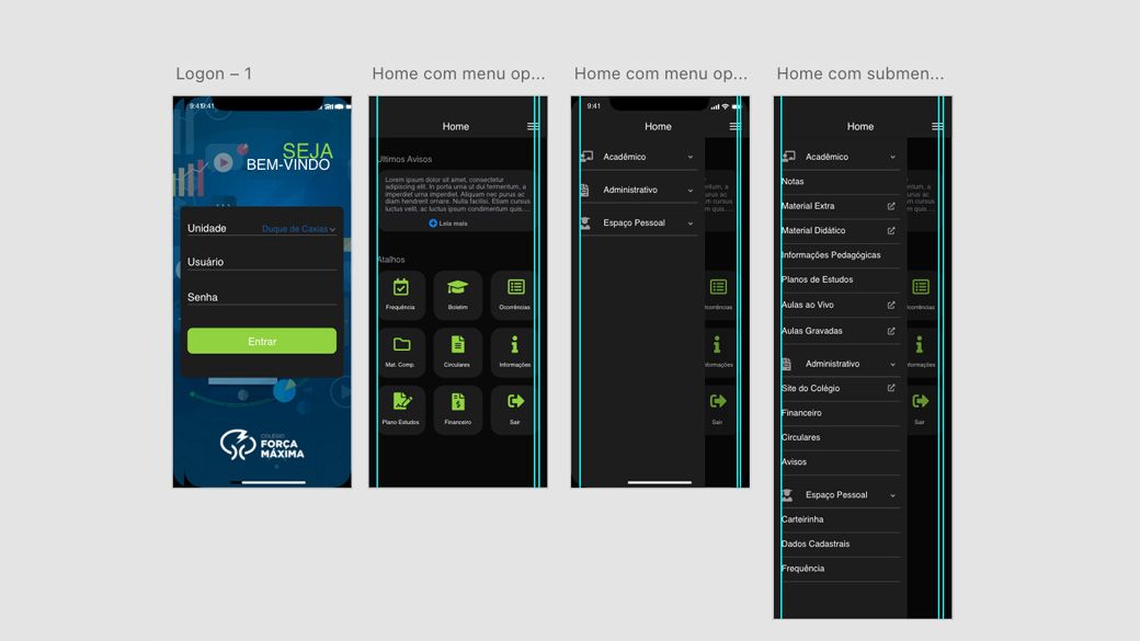 Design de interfaces do app Força Máxima