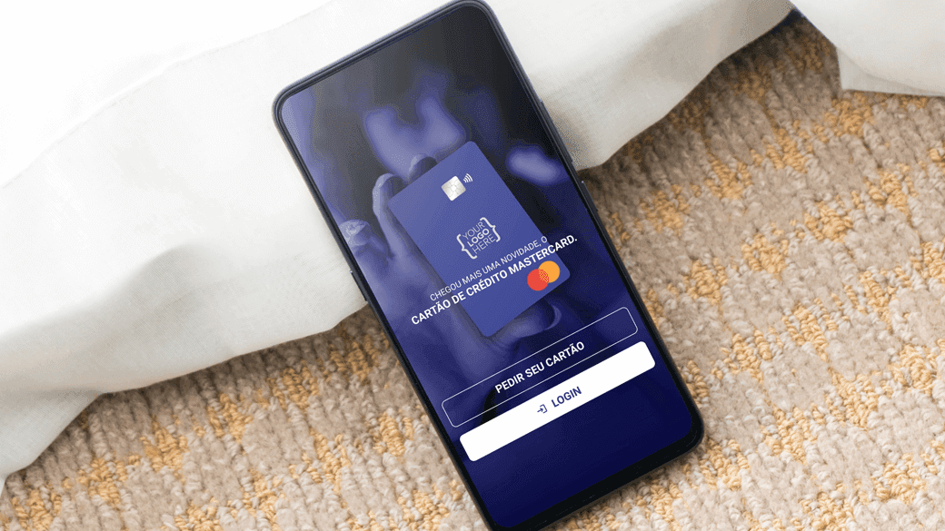 Primeira tela do aplicativo. Opção de login ou solicitação do cartão.