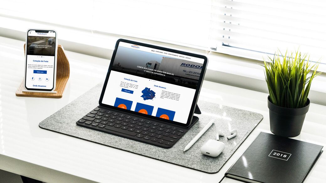 Site Rodobravo Transportes acessado em Iphone e Ipad
